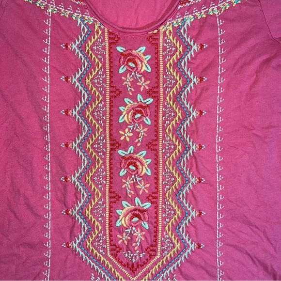 JOHNNY WAS JWLA Womens Top Size Large Embroidered Tunic Boho Designer - Picture 4 of 7